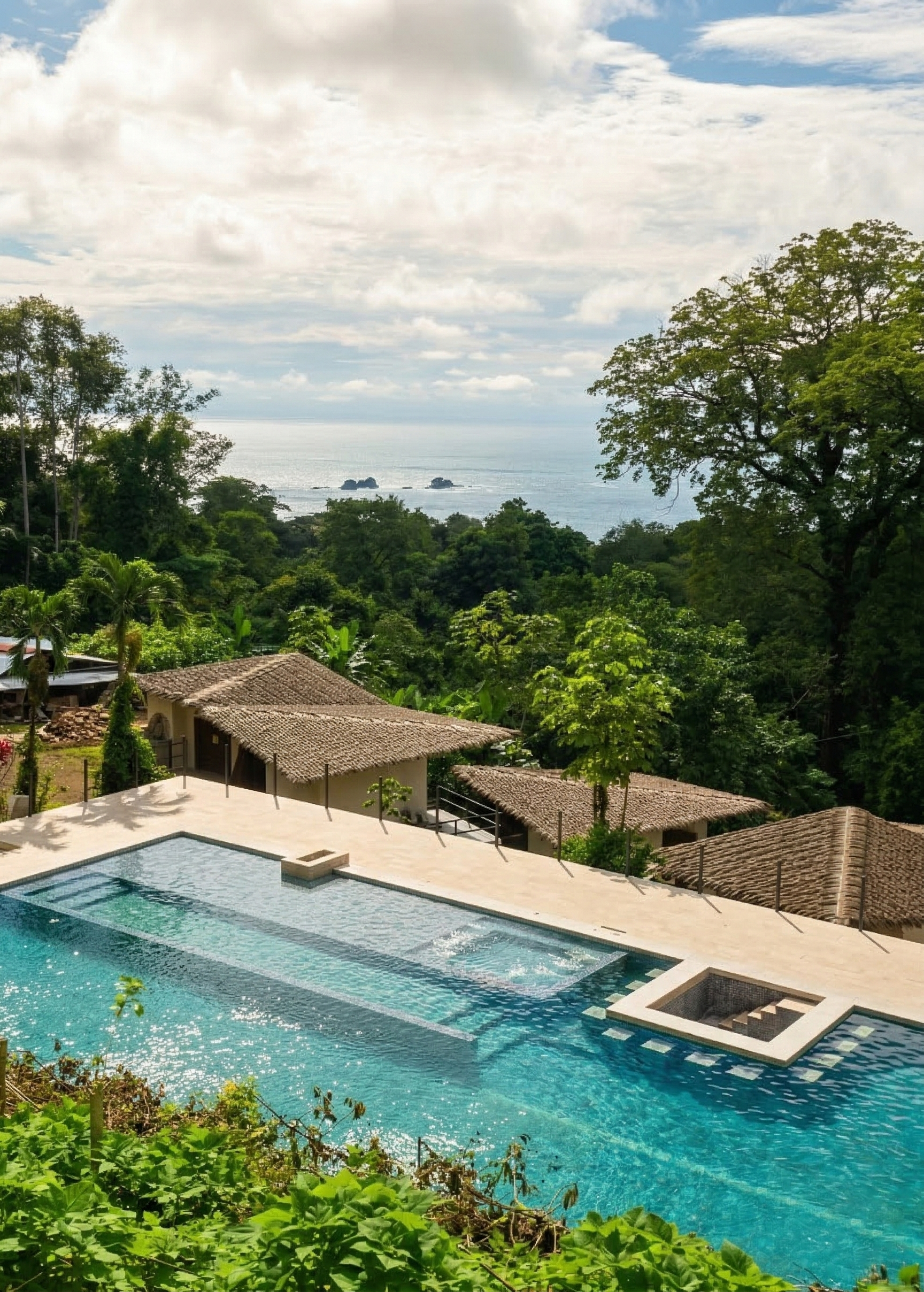 Pool terrace and horizon at Mar y Selva